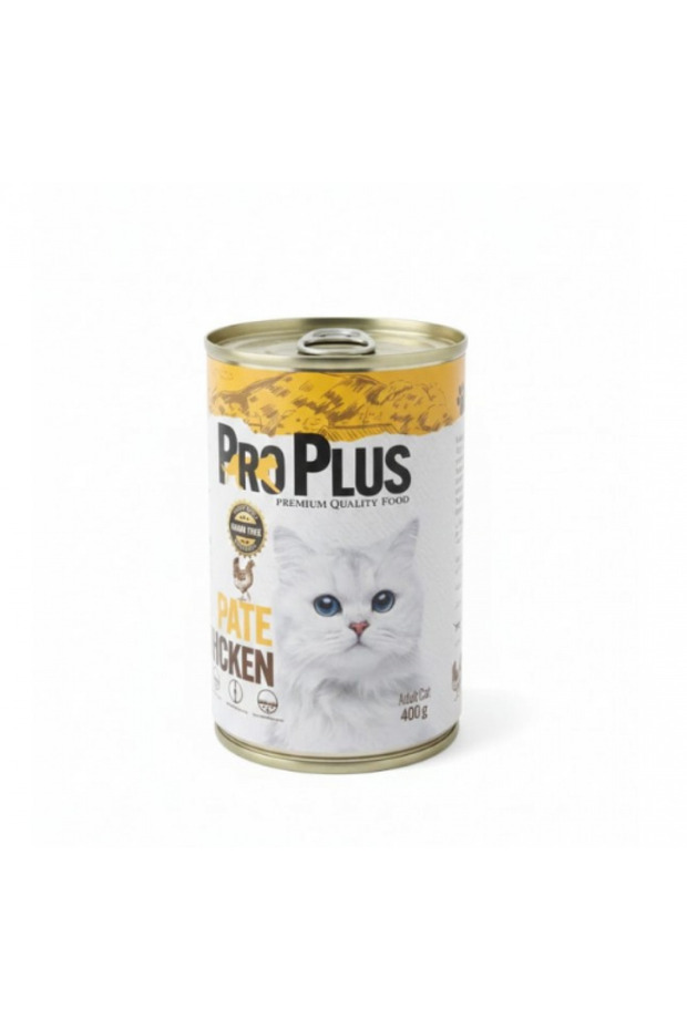 Pro Plus Premium Adult Cat Wet Food with Chicken, Grain-Free Pate, Complete & Balanced Nutrition, 400g × 12 Cans