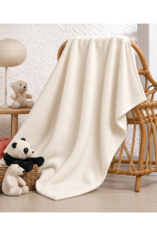 Plain Cream Soft Textured Baby Blanket