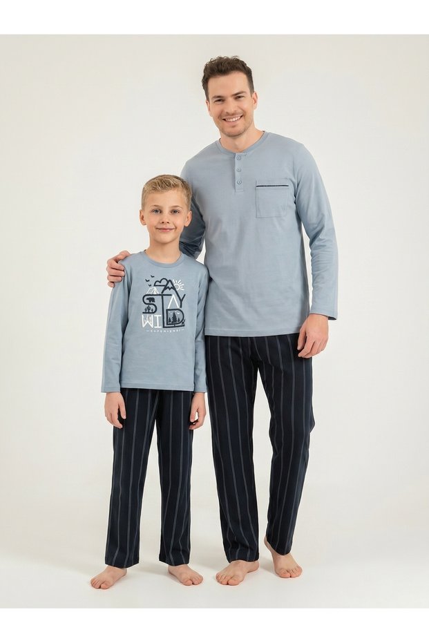 Striped Father Son Pajamas Set, 100% Cotton, Adult and Children's Pajamas Are Priced Separately.