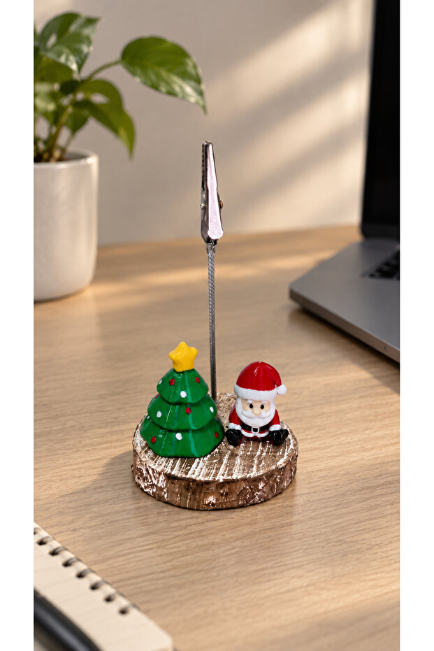 Cute Note Photo Holder with Christmas Tree, Santa Claus and Pine Tree Design, New Year Decor, Office Gift