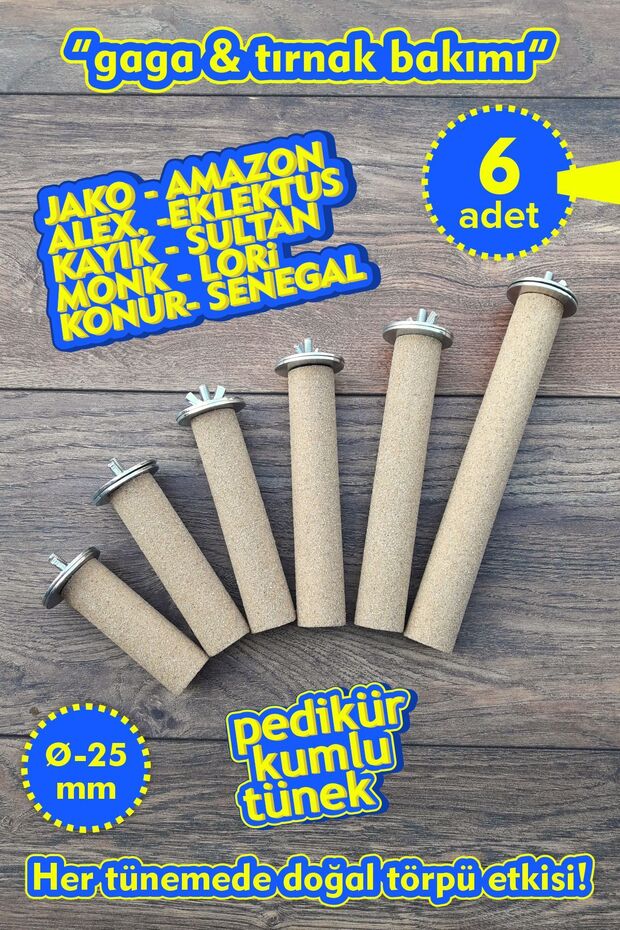 Venty 6 Pieces of Pedicure Sand Parrot Nails | Diameter 25 mm | Jako, Amazon, Sultan, Monk, Alexander, Konur, Lori, Kayık, Eklektus