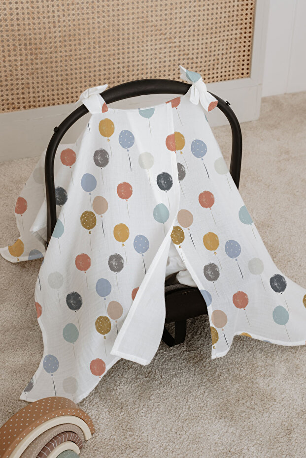 100% Cotton Muslin Stroller Cover | Soft and Breathable Fabric - Dreamy Balloons