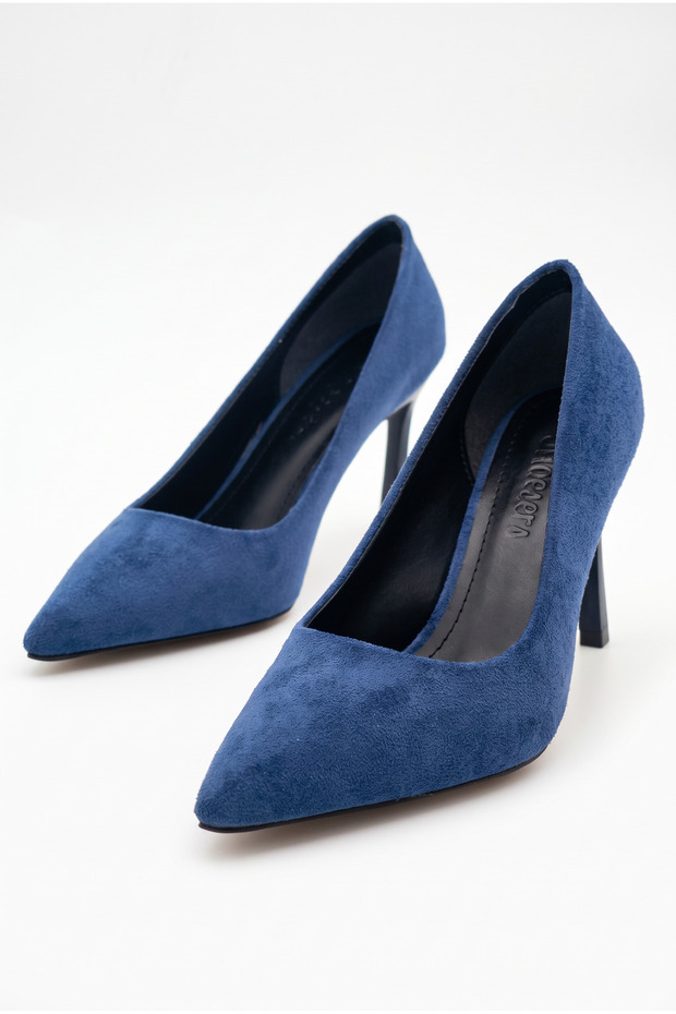 Women's Thin Heeled Pointed Toe Elegant Classic Navy Blue Suede Stiletto