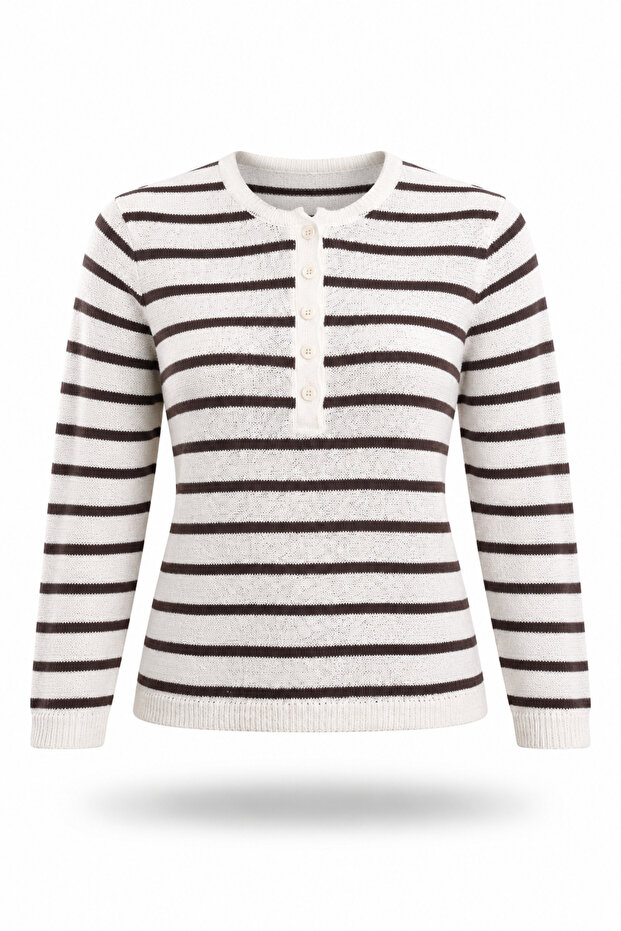 Ecru Striped Mercerized Knitwear 261135