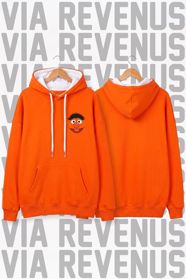 Cookie Monsters Printed Wide Fit Hoodie - 3 Thread Fleece Hood Lining with Rope Detail