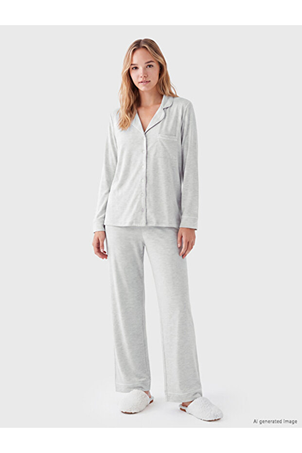 Timeless Clothing & Timeless Choices Shirt Roba Collar Women's Pajama Set