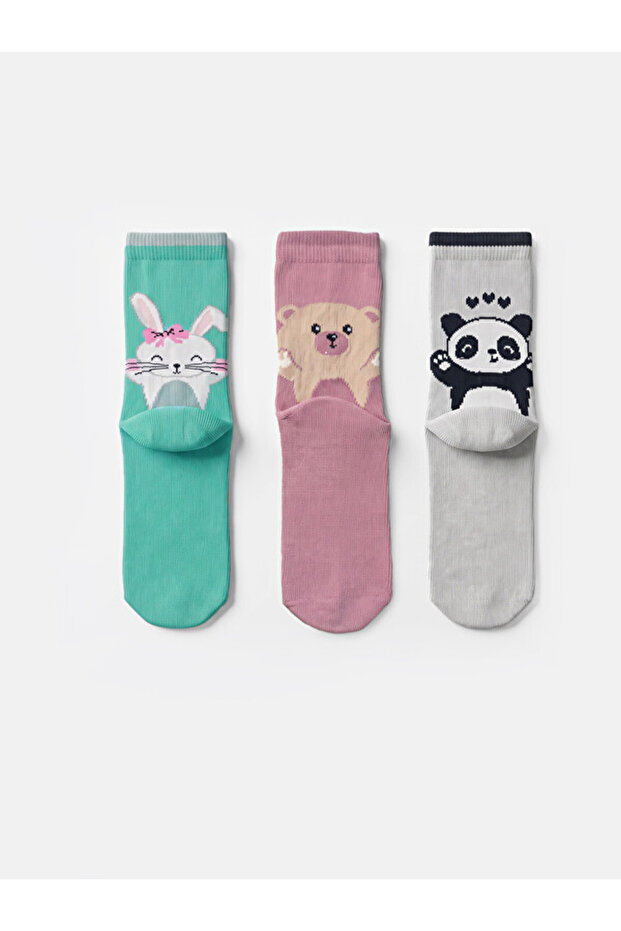Quality Pieces from Çelebi Store Embroidered Girls' Socks 3-Piece Set