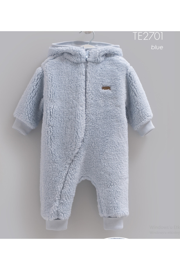 İncibaby 100% Cotton Hooded Reversible Zippered Soft Lux Baby Boy Jumpsuit