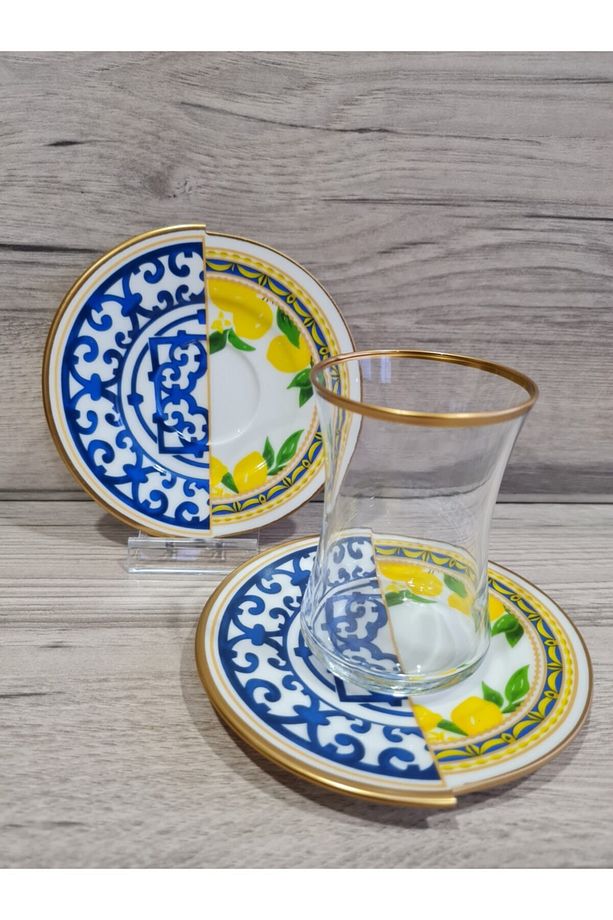 Lemone-6 Kişilik Çift Desenli Çay Seti - 1