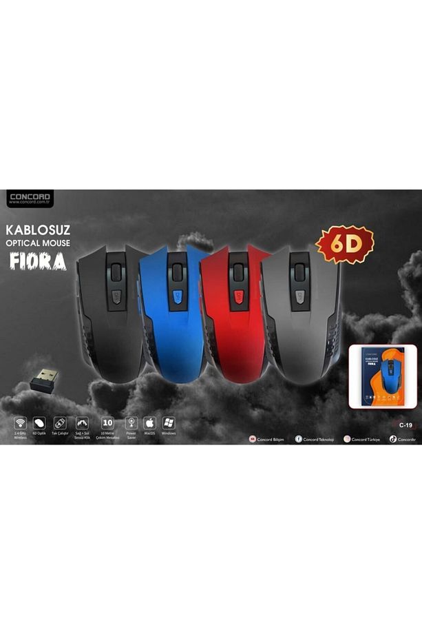 C-19 Fıora 6 Tuşlu 1600 Dpı Kablosuz Fare Optik Mouse - 2