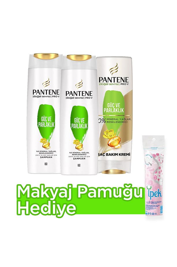 Güç Ve Parlaklık Şampuan 400 ml X 2 Saç Bakım Kremi 360 ml Makyaj Pamuğu. - 1