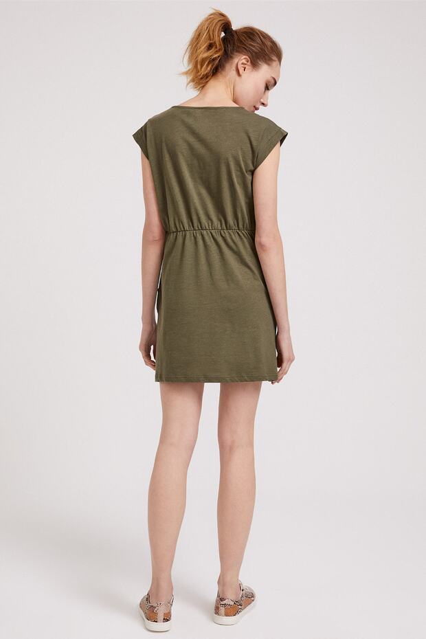 Kadın Ruby O Yaka Elbise Haki 202 LCF 244002 - 4