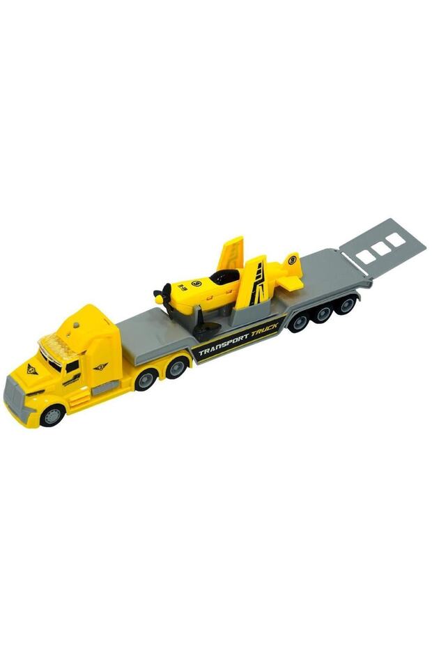1:50 Maxx Wheels Sesli Ve Işıklı Taşıyıcı Tır 23198 Sarı Tır Sarı Uçak - 3