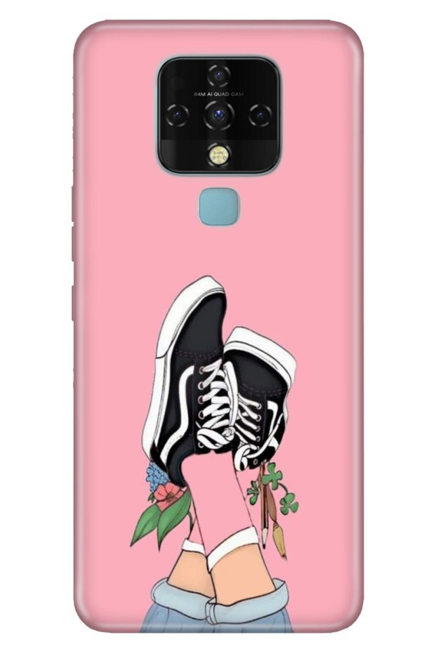 Camon 16 Case Colored Illustrated Silicone Pink College