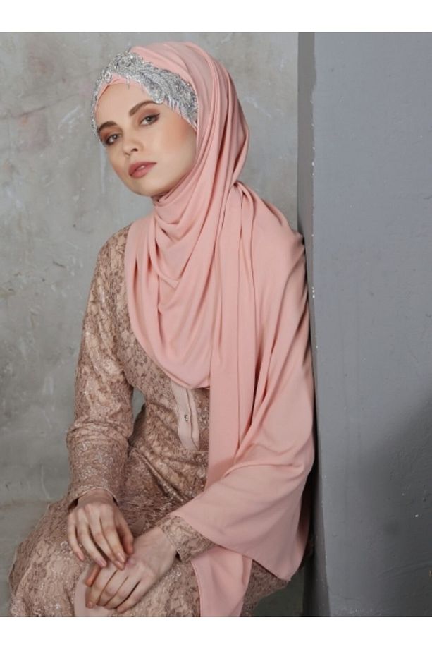 Taji El Melika Şal - Somon & Gümüş - 5