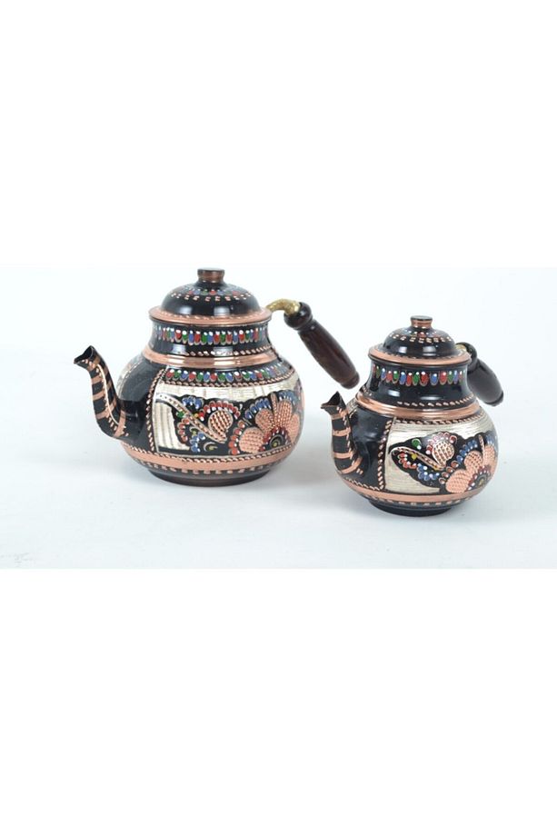 Bakır Çaydanlık Işlemeli Özel Boyalı Üst Kalite - 2