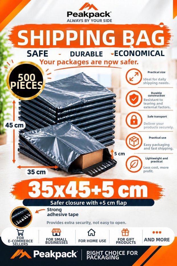 Pocketless Shipping Bag 35X45+5 cm 500 Pieces Gray