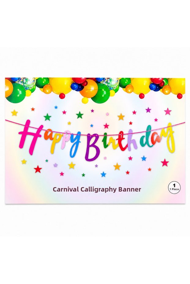 Happy Birthday Calligraphic Banner - Makaron Rainbow