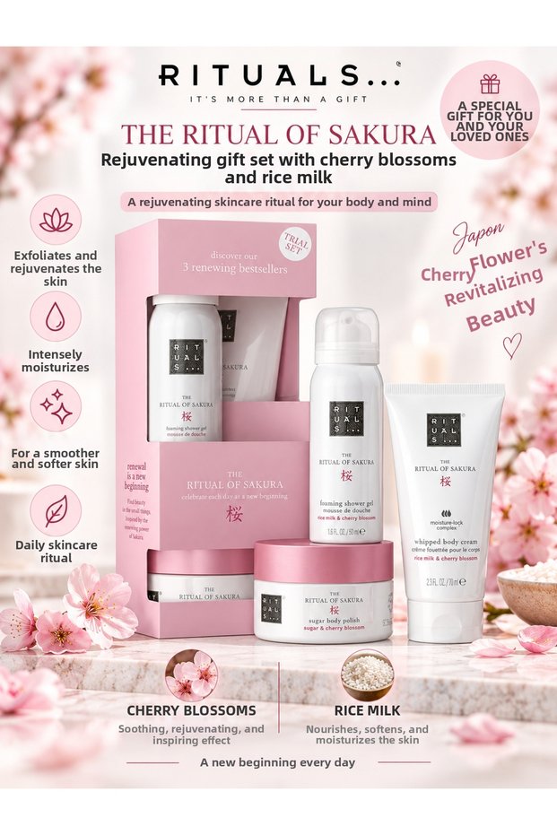 The Ritual of Sakura Regenerating Gift Set with Cherry Blossoms and Rice Milk Trial Size