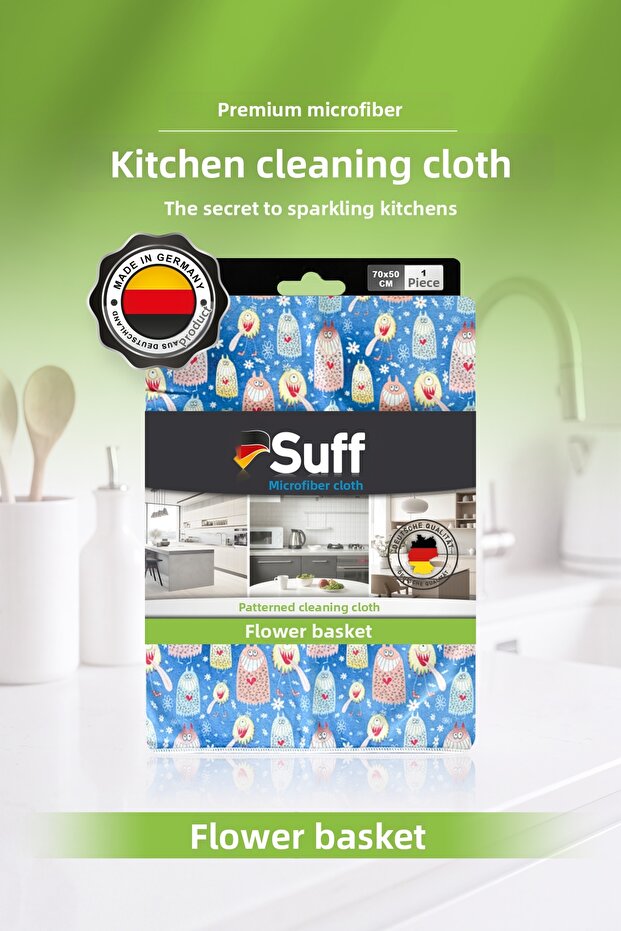 Flower Basket Microfiber High Absorbent Wide Kitchen Countertop Cloth 70X50 cm Cute Monster