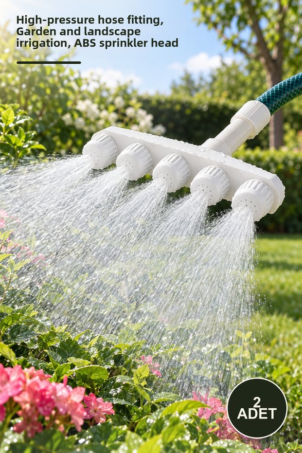 2 Pieces 5-Head Irrigation Nozzles – High Pressure Hose Attachment, Garden and Landscape Irrigation, Abs Sprinklers Irrigation Head