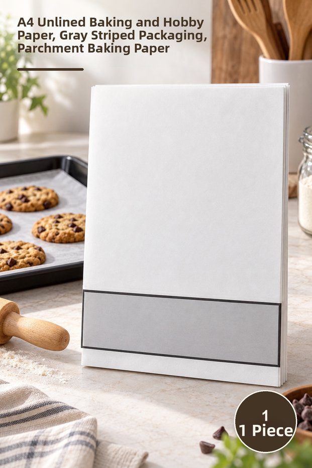 1 Piece of Parchment Paper – A4 Unlined Baking and Hobby Paper with Gray Stripes Packaging, Parchment Baking Paper