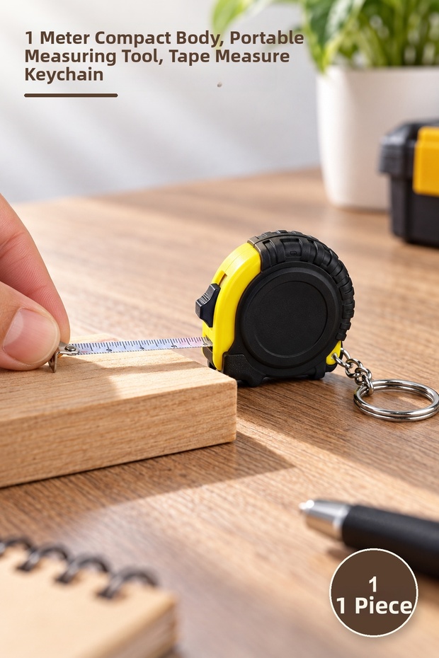 1 Piece Mini Tape Measure Keychain – Compact Body with 1 Meter Capacity, Portable Measuring Tool, Tape Measure Keychain