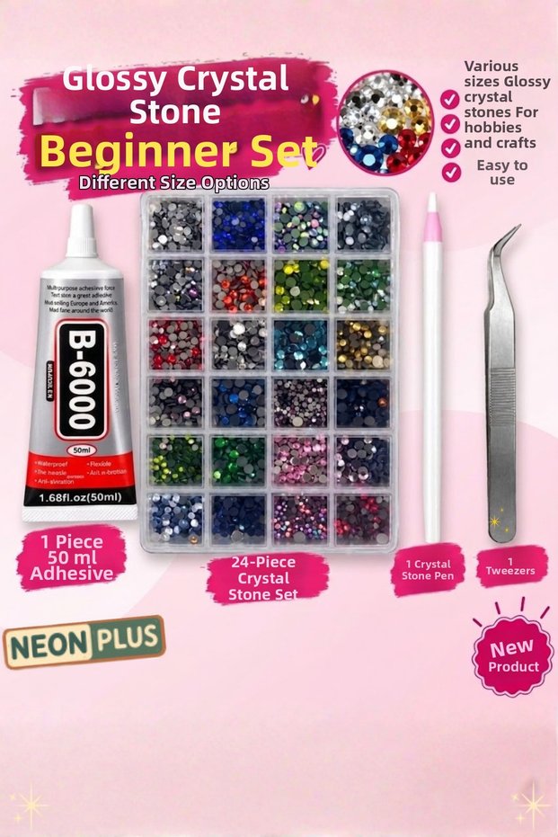 Bedazzling Kit 24 Colors, Hotfix Iron-On Stones, Adhesive, Tweezers, Pen-Holding Set