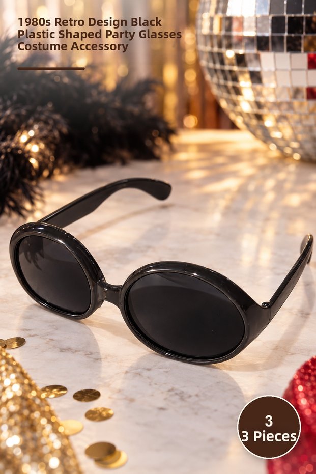 3 Pcs Nostalgia Yeşilçam Party Glasses – 1980S Retro Design Black Plastic Shaped Glasses Party Glasses Costume Accessory