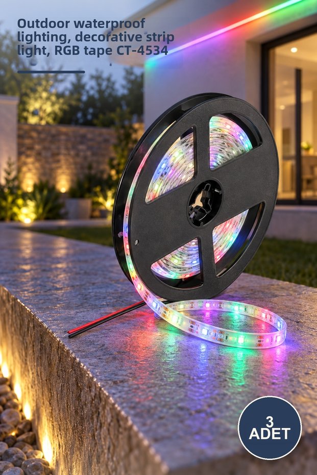 3 Pieces Three-Chip Rgb Led Strip – Outdoor Waterproof Lighting, Decorative Strip Light, Rgb Tape Ct-4534