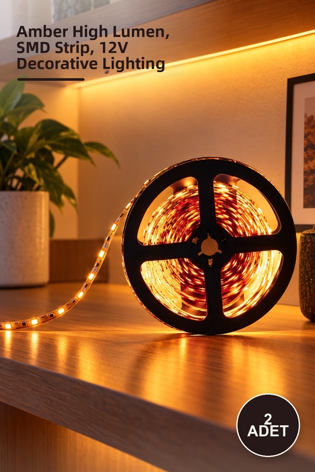 2 Pieces Ct-4538A Ct-4538 12W 240 Chip Indoor Led Strip – Amber High Lumen, Smd Strip, 12V Decorative Lighting