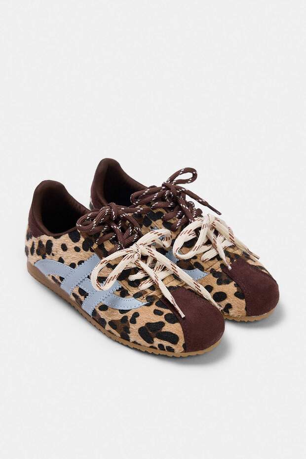Leopar Charmlı Çift Bağcıklı Kadın Sneaker TAKAW27SN00008