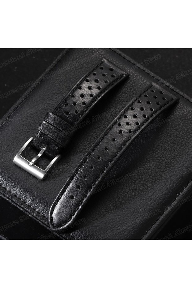 18mm Black Vintage Genuine Leather Strap 18mm 20mm 22mm Universal Men Women Cowhide WatchBand Breath