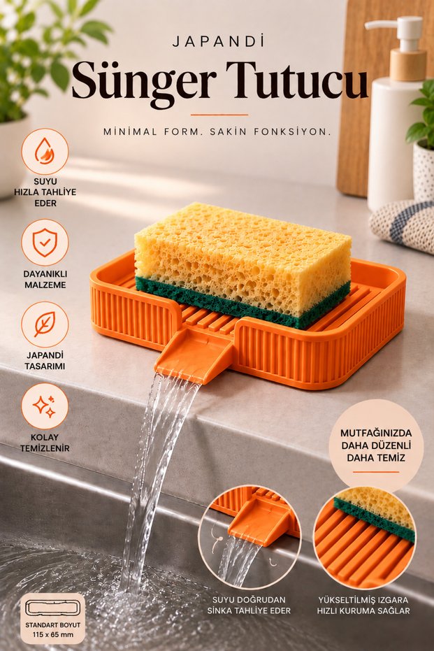 Japanese Minimalist Drain Tray - Bathroom & Kitchen Organizer with Water Drainage