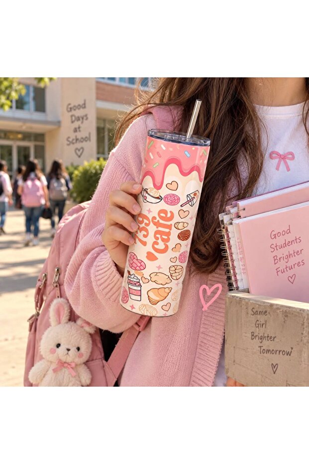 CANDY ŞEKER CAFE TASARIMLI ÇELİK TERMOS