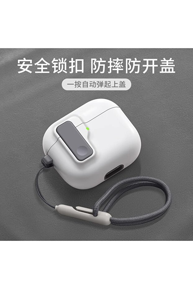 For Airpods 4 Case A White For AirPods 4 Security Lk Case with Lanyard Shkproof Cover Full Drop Prot