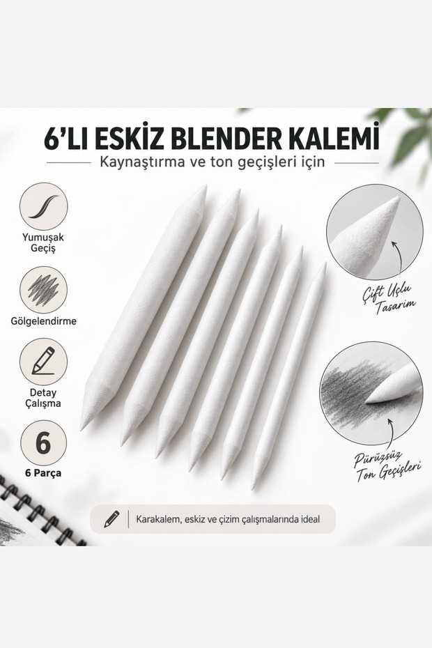 6-Piece Sketch Blender Pen Mini Long Quality (es-02u)
