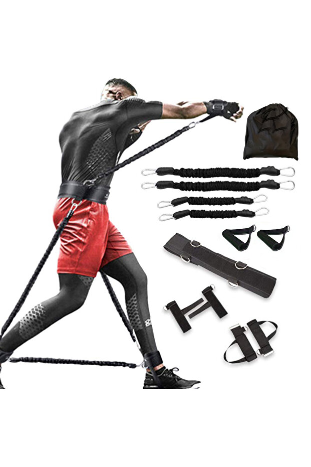 12 black 12-Piece Heavy Duty Resistance Boxing Training Set for MMA, Home Boxing & Taekwondo - Full