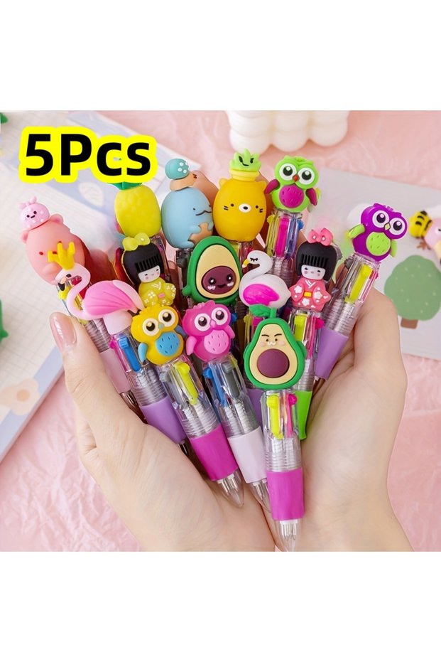 5Pcs Hybrid design 5-20Pcs/Lot Cute Cartoon 4 Color Mini Ballpoint Pen KawaiiUnicorn Flamingo Retrac