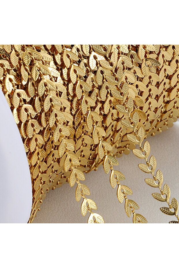 1 meter Gold Color B 1 Meter Stainless Steel Carving Foliage AB Style Chains for DIY Necklace Bracel