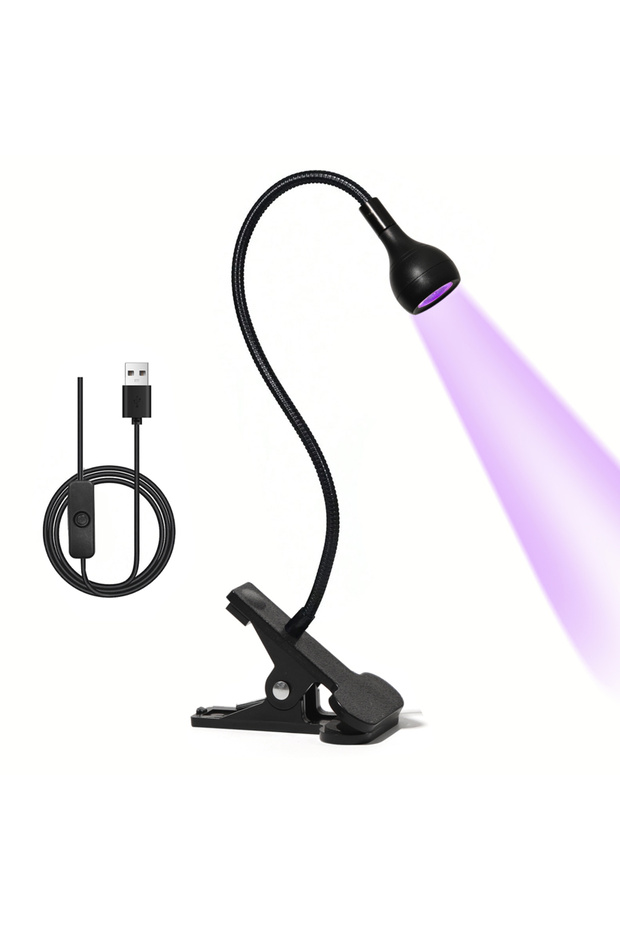 DUTRIEUX Black Nail LED UV Lamp for Drying Gel Nails Polish Clip-On Flexible Desk Mini Portable USB