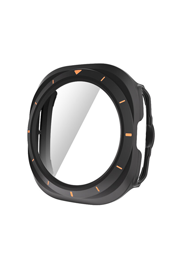 Watch 7 Ultra 47mm Black Orange For Samsung Galaxy Watch Ultra 47mm Hard Case Tempered Glass Screen