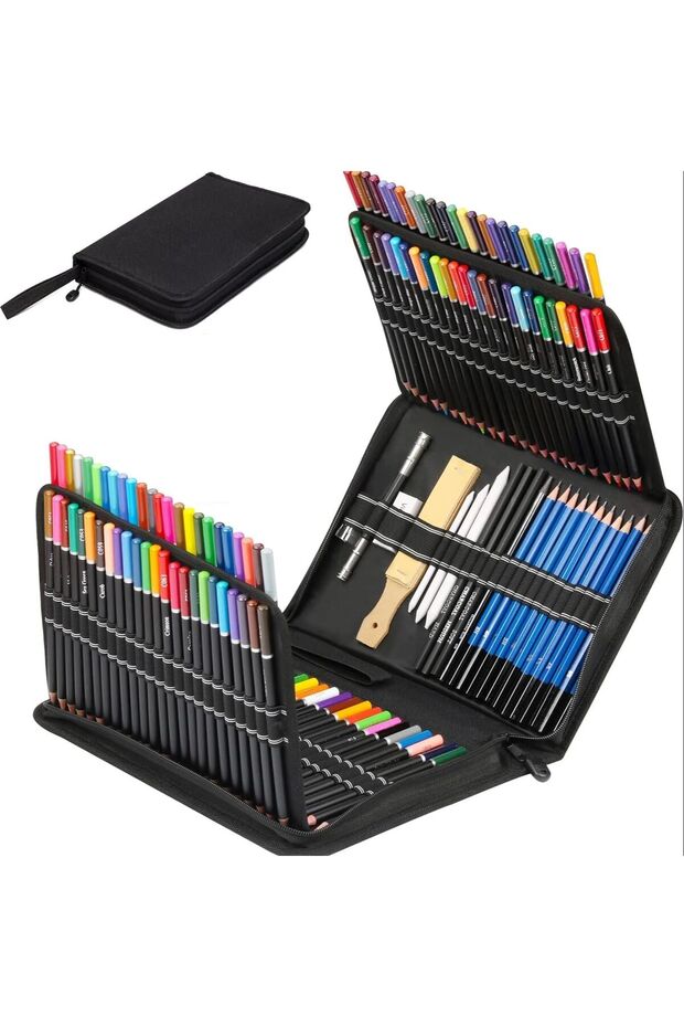144 pcs sketch set 20/54/58/70/144 Drawing And Sketching Kit | Portable Travel Case | Graphite, Char