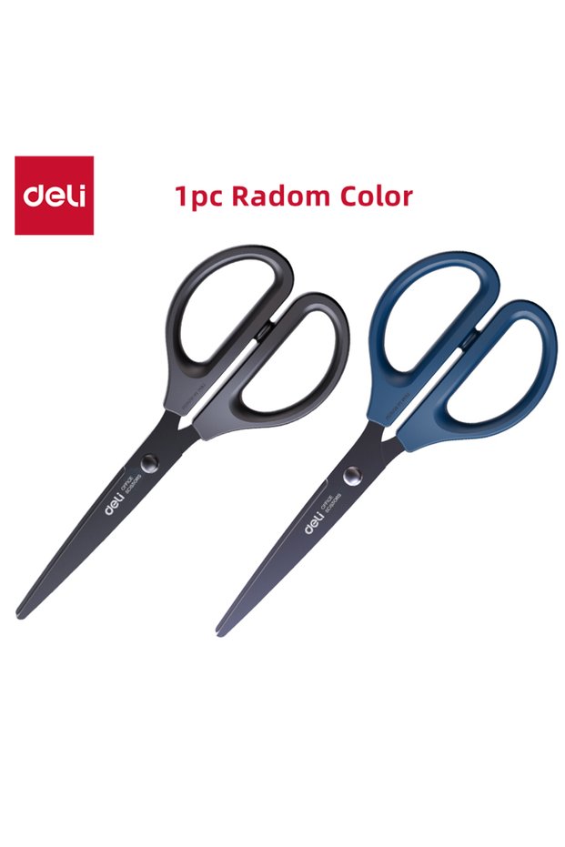 1pc Random Color Black Blade Scissors 170mm - Ultra Sharp Non-Sticky for Paper, Cloth & Cr