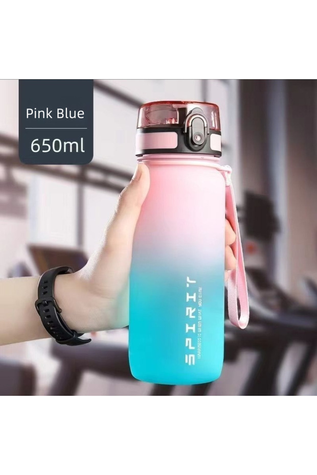 Pink Blue 650ML 500ml/650ml Gradient Sports Water Bottle with Time Marker - Leak-Proof, Durable PC M