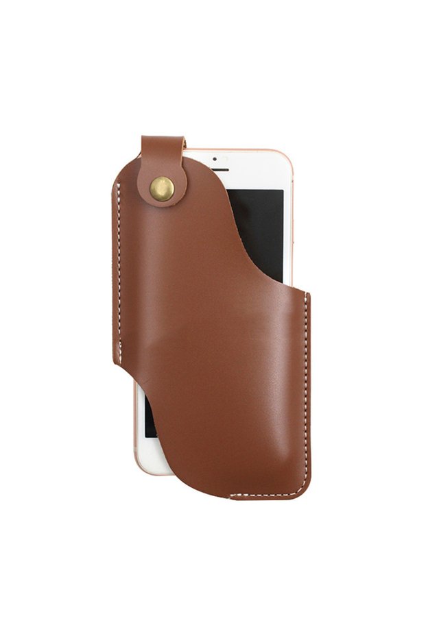 Brown Large Vintage Phone Bag pu Artificial Leather Sheath With Belt Loops Mobile Phone Belt Cover w