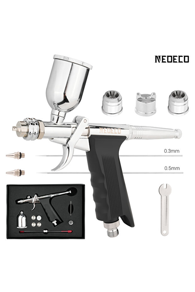 NCT-217BS1 Gravity-Feed Dual-Action Pistol Grip Airbrush Trigger-type Fan Spray Air Brush 0.3mm/0.5m