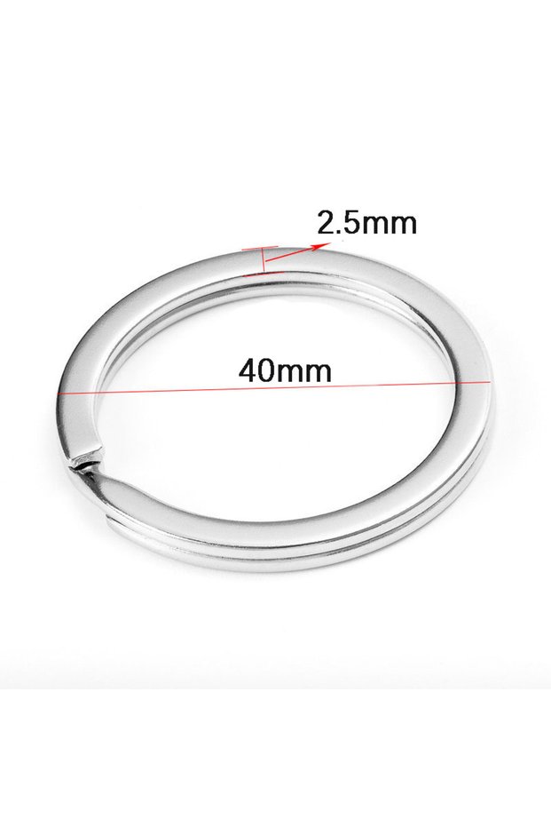 40mm-20pcs 10pcs 20pcs 15-50mm Metal Double Loops Key Rings Smooth Flat Keyring for DIY Keychain Car