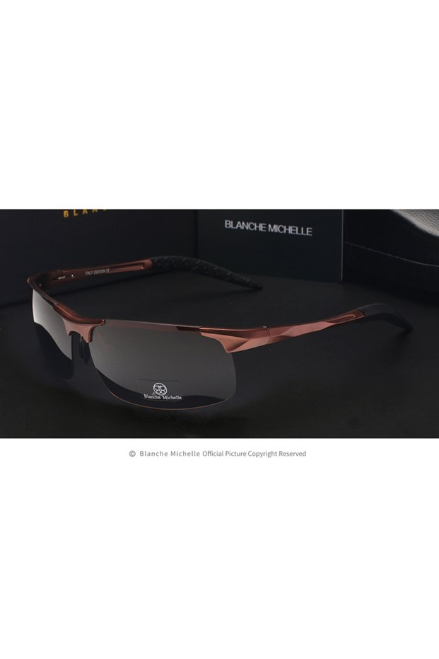 brown brown High Quality Ultra-Light Aluminum Magnesium Sport Sunglasses Polarized Men UV400 Rectang