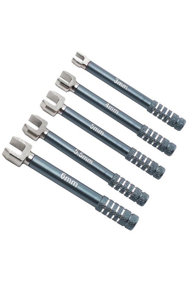 D339 Gray Professional RC Wrench Set 3/4/5/5.5/6mm, Medium Carbon Steel Open End Spanner for Crawler
